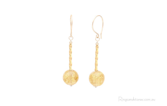 Murano glass golden ball earrings