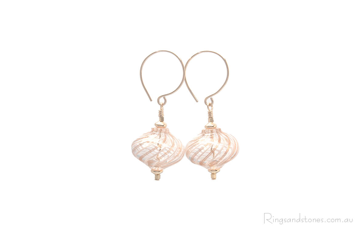 Venetian Glass Gold Swirl Earrings