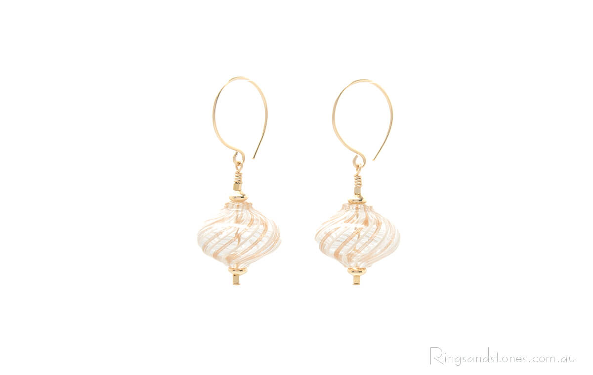 Venetian Glass Gold Swirl Earrings