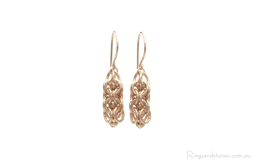 Small beaded gold earrings