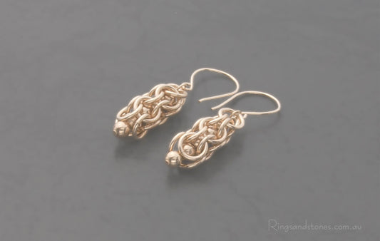 Small gold beaded earrings