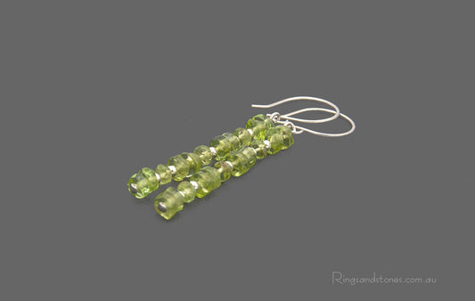 Sterling silver gemstone earrings with bright lime green peridot stones