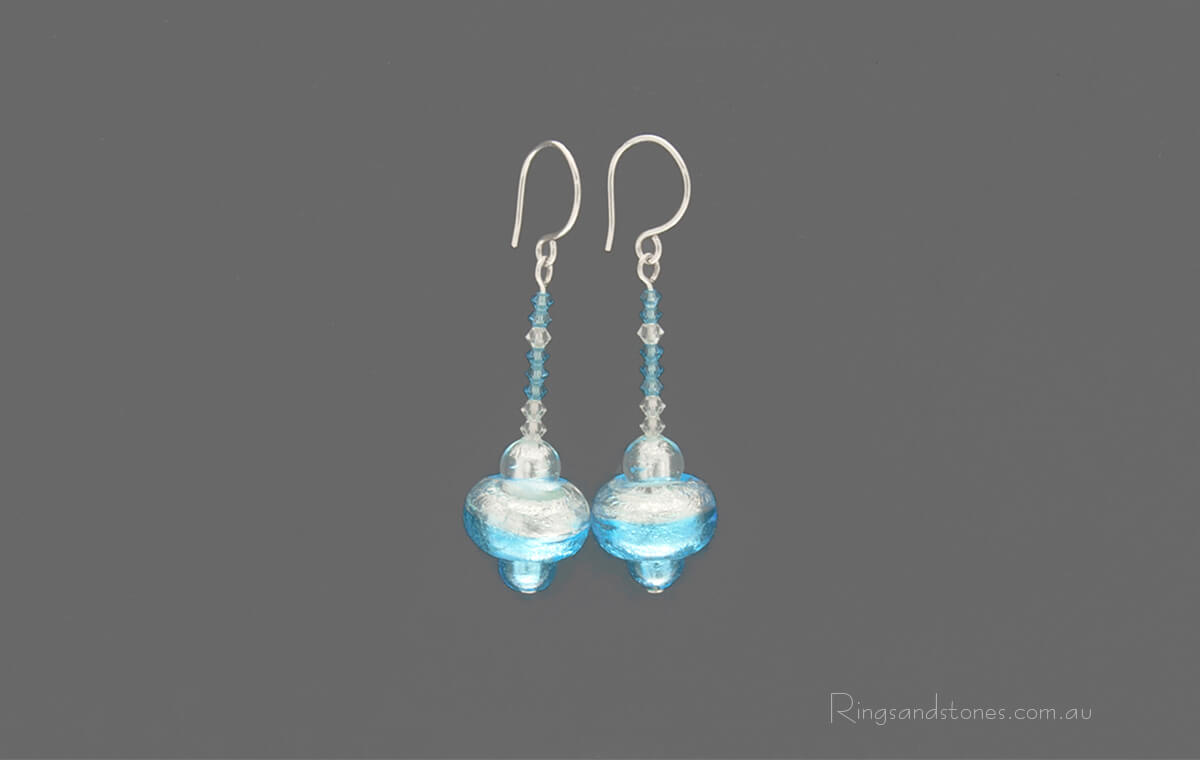 Sterling silver aquamarine earrings with Swarovski crystal
