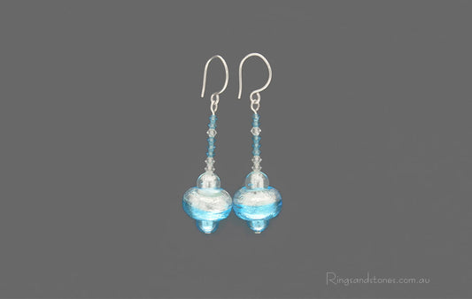 Sterling silver aquamarine earrings with Swarovski crystal
