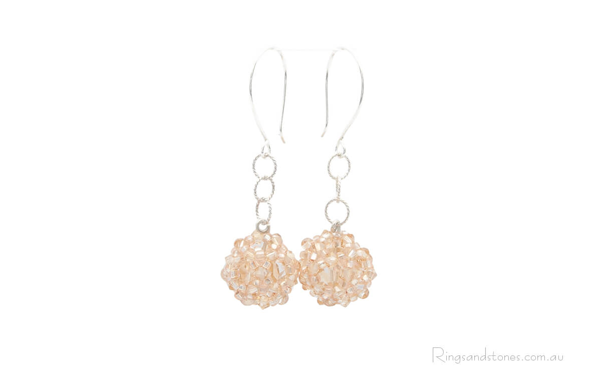 Sterling silver beaded ball drop earrings