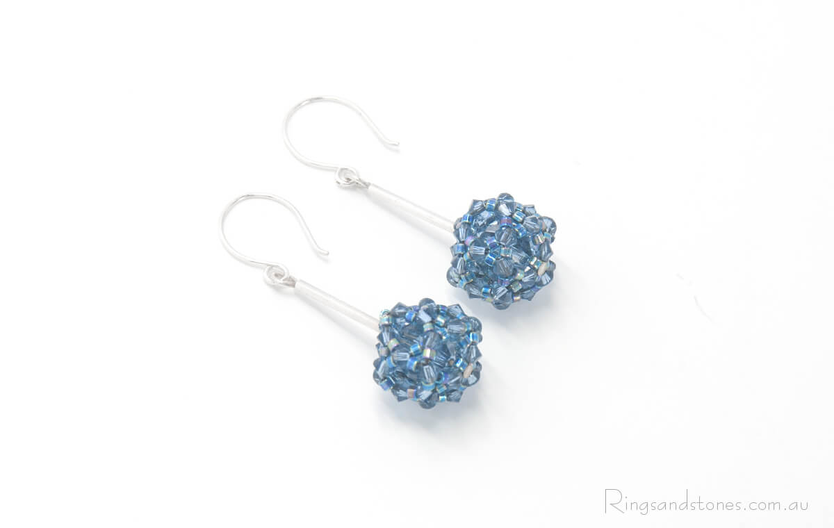 Sterling silver blue Swarovski crystal beaded earrings
