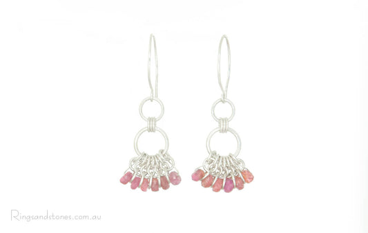 Sterling silver earrings with pink tourmaline stones