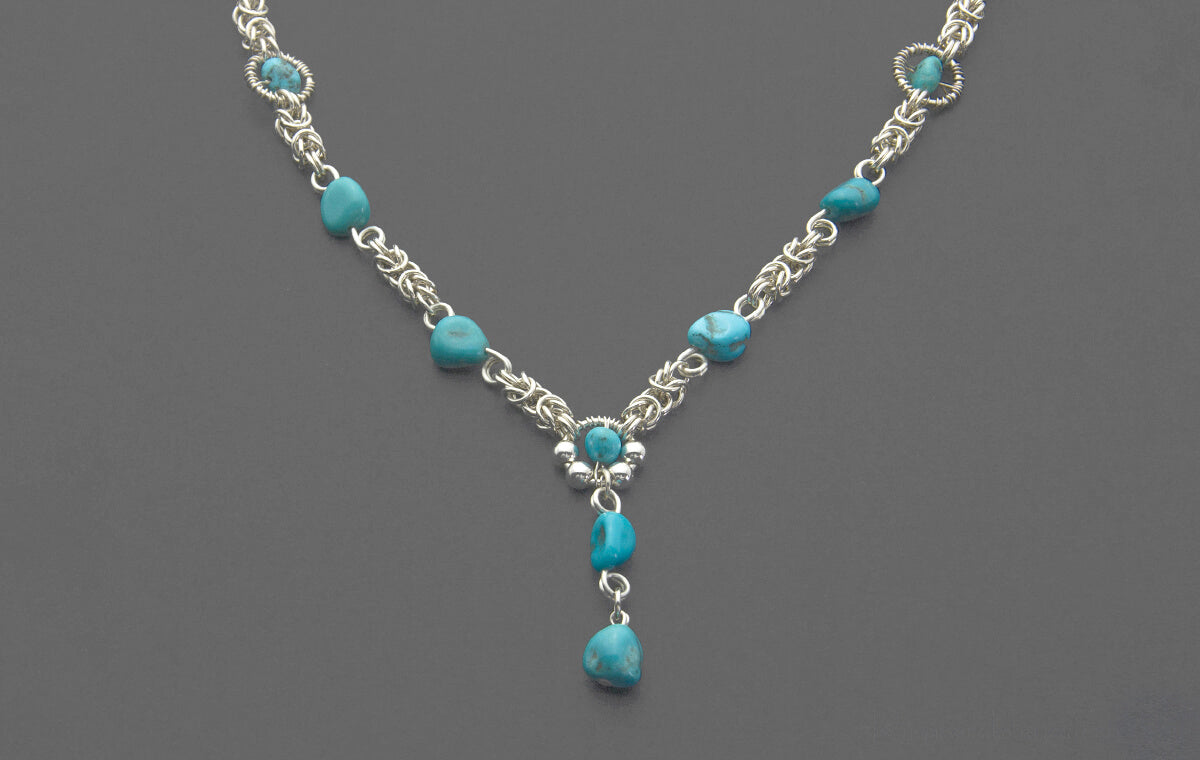 Sterling silver turquoise gemstone necklace