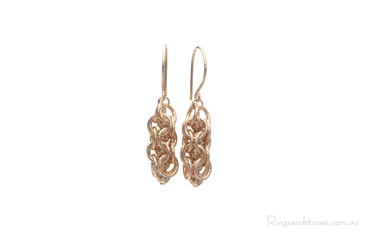 Small beaded gold earrings