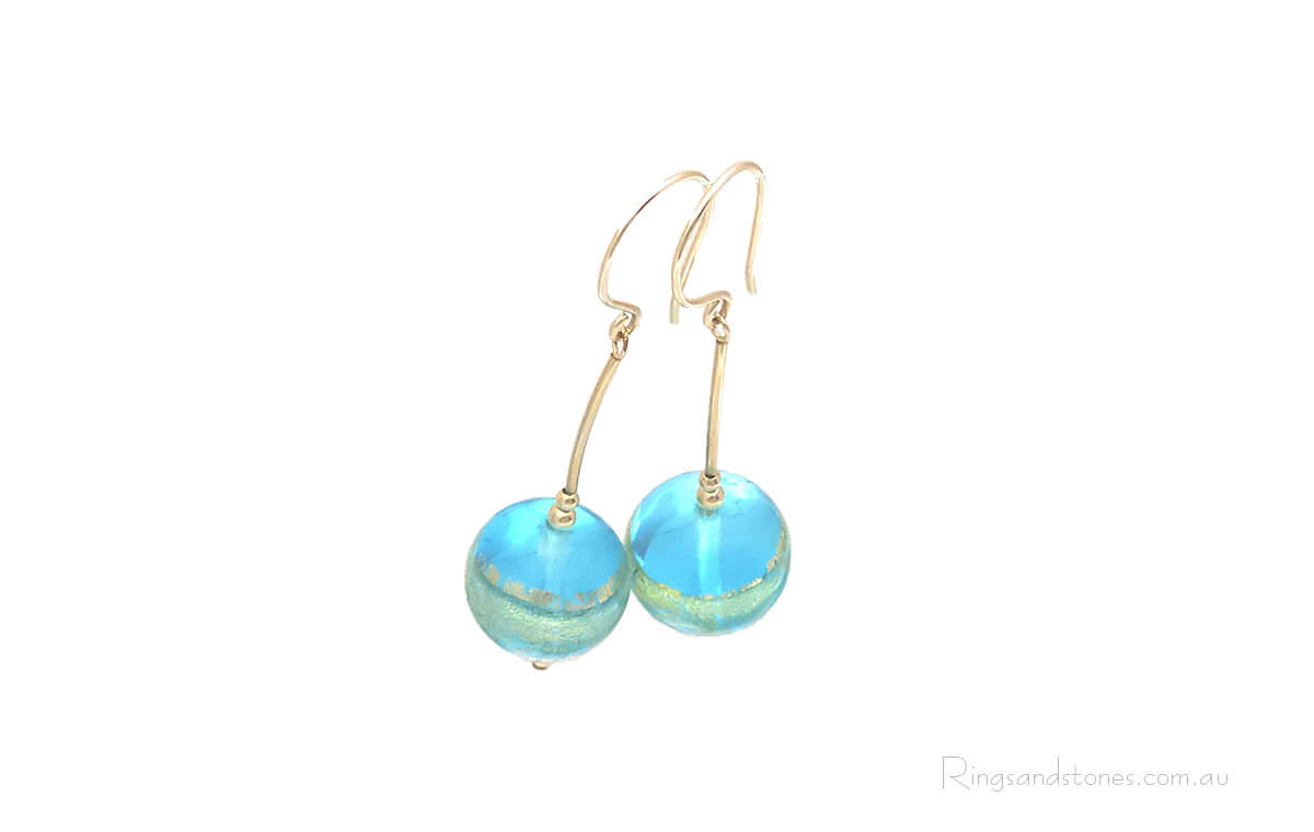 24kt gold foil Murano glass beaded earrings