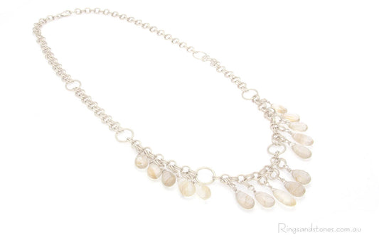 Golden rutilated quartz gemstone sterling silver necklace