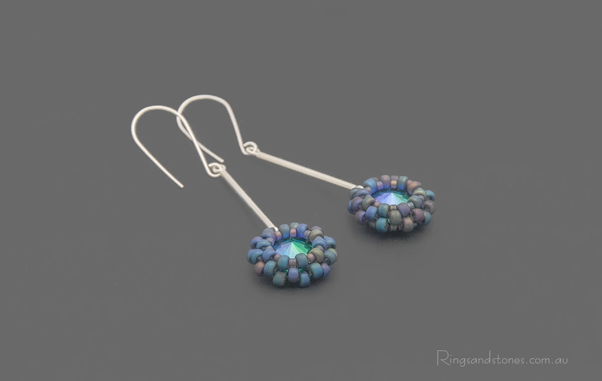 Green Swarovski crystal sterling silver earrings