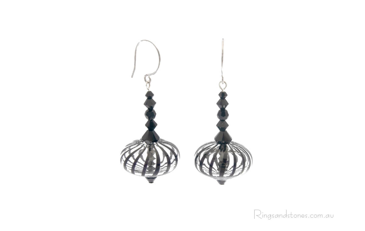 Blown glass beaded ball earrings