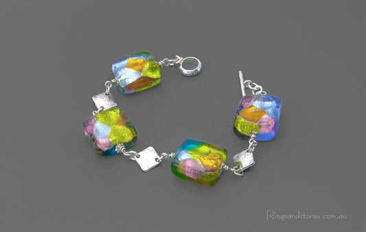 Sterling silver Murano glass bead bracelet