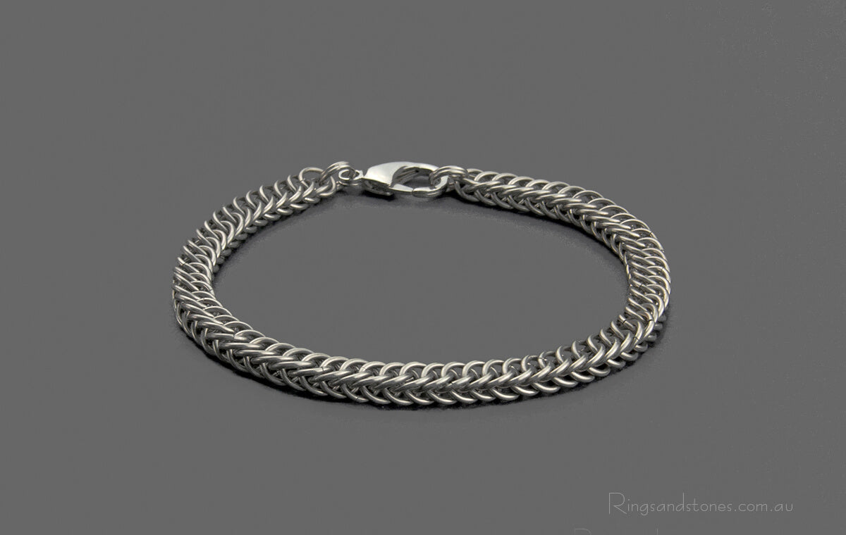 Mans steel bracelet handcrafted chainmaille bracelet