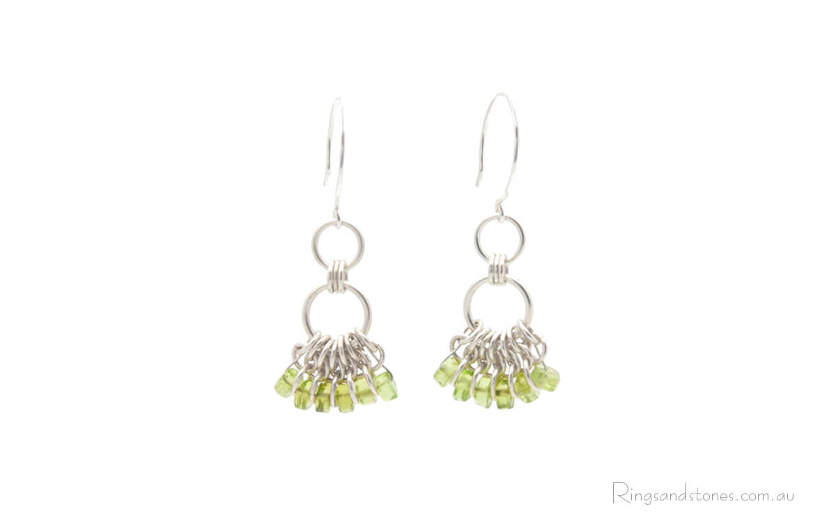 Peridot gemstone sterling silver earrings