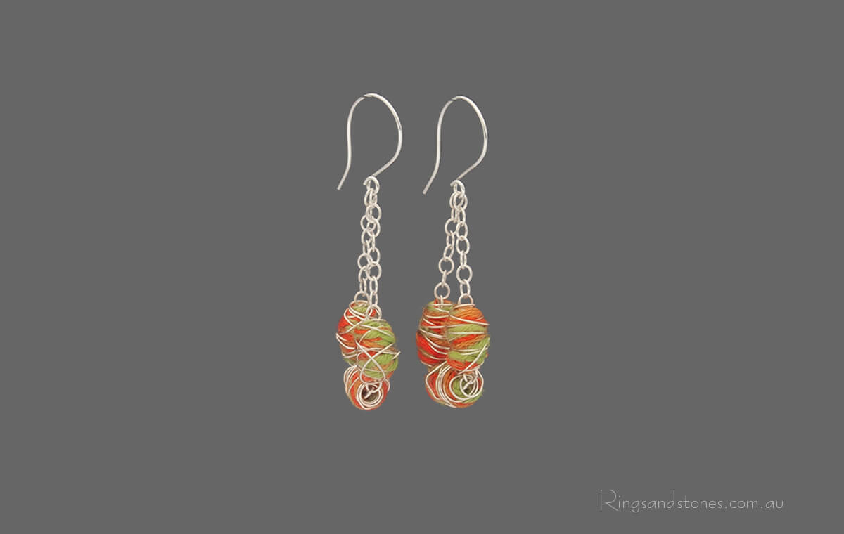 Vintage retro beaded long earrings