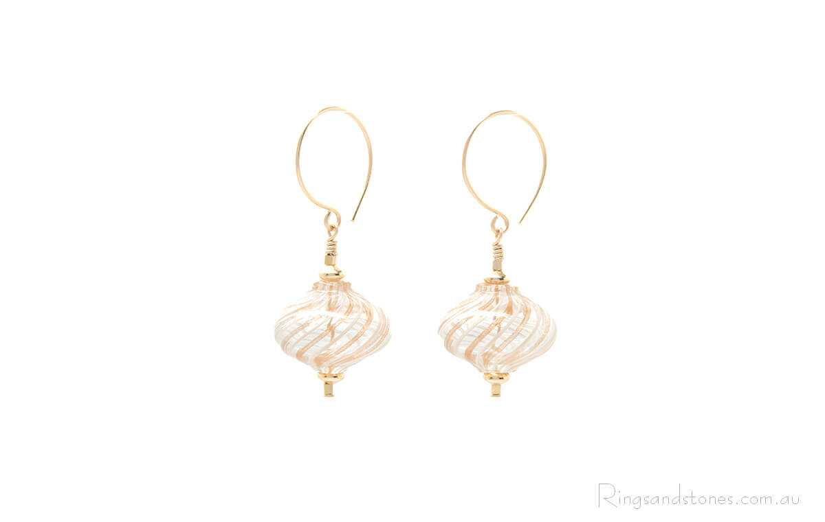Gold beaded drop earrings
