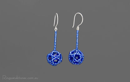 Murano glass blue beaded sterling silver earrings
