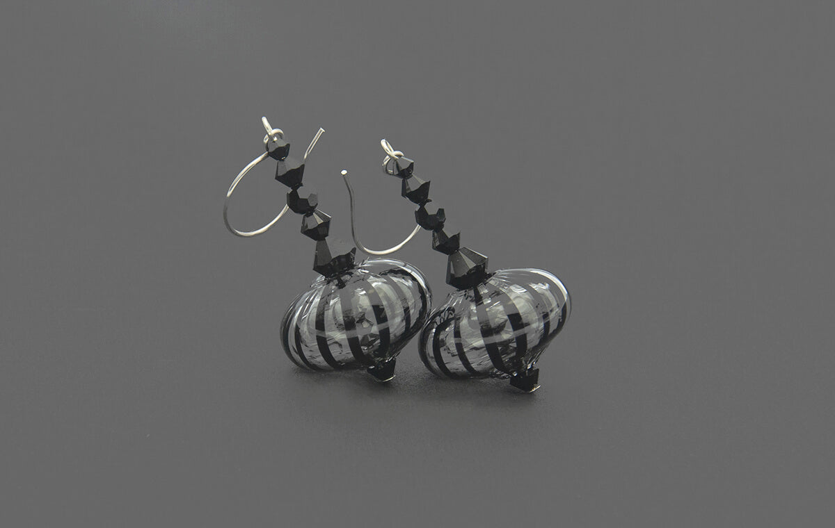Murano glass black earrings made with sterling silver