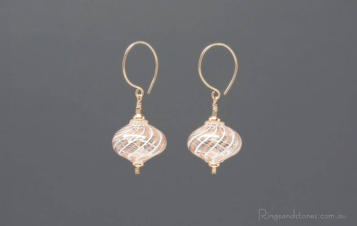 Gold Murano glass beaded earrings