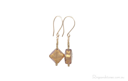 Murano glass small gold earrings