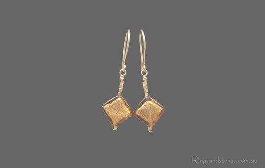 Murano glass small gold earrings