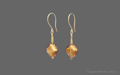 Murano glass small gold earrings