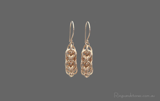 Small beaded gold earrings