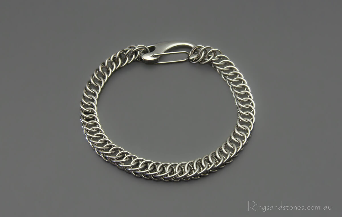Stainless steel handcrafted man's bracelet.