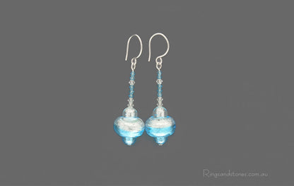 Sterling silver aquamarine earrings with Swarovski crystal