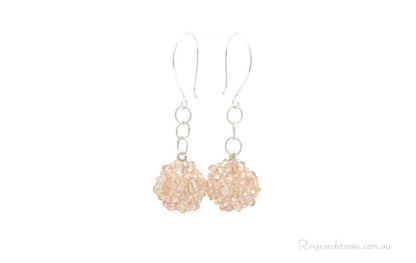 Sterling silver beaded ball drop earrings