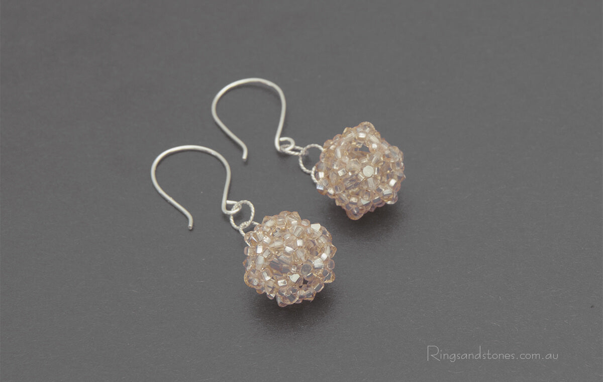 Swarovski crystal beaded ball earrings