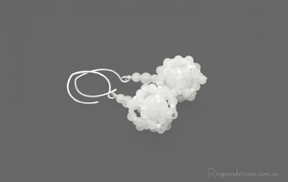 White jade beaded cluster earrings