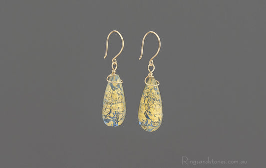 Murano glass gold earrings wrapped with gold wire