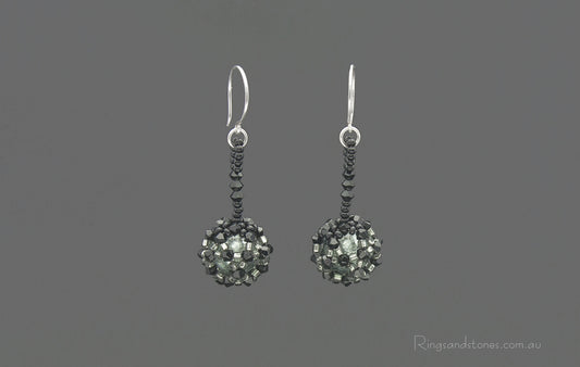 Long beaded ball Murano glass earrings