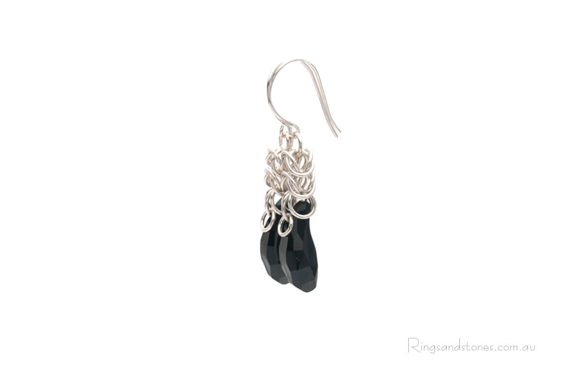 Black Swarovski crystal sterling silver earrings