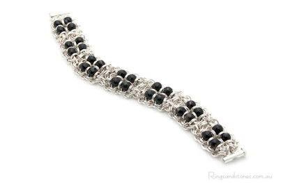 Chunky onyx gemstone silver bracelet