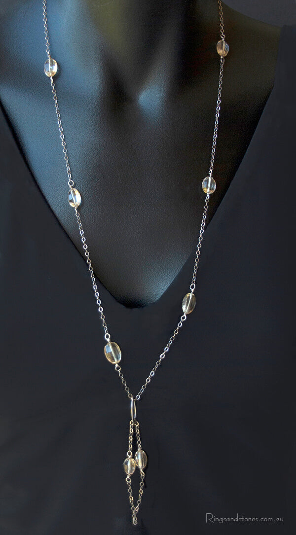 Citrine quartz sterling silver necklace