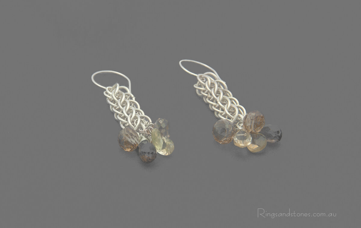 Citrine quartz sterling silver gemstone earrings