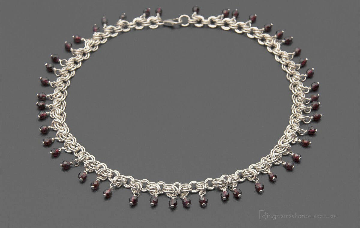 Garnet sterling silver gemstone necklace