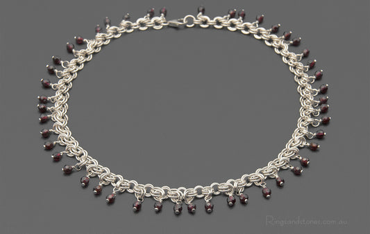 Garnet sterling silver gemstone necklace