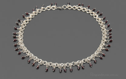 Garnet sterling silver gemstone necklace