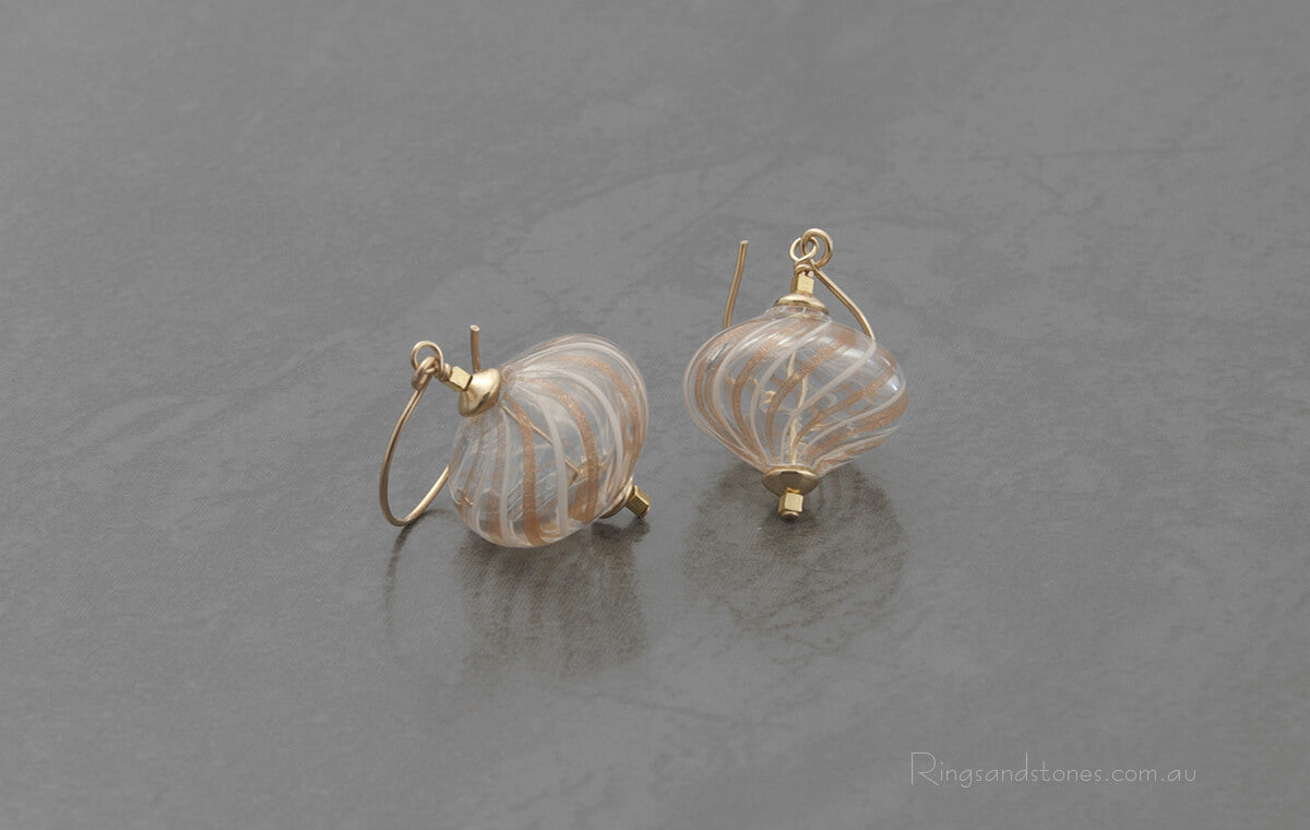 Gold Murano blown glass beaded earrings