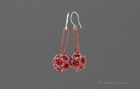 Beautiful hand beaded Murano glass red earrings