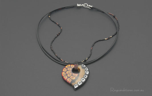 Murano glass heart beaded necklace