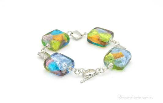 Italian glass bead sterling silver bracelet