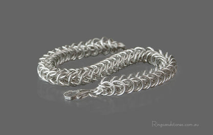 Mans sterling silver handcrafted chain bracelet