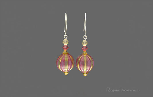 Murano glass sterling silver earrings with Swarovski crystals