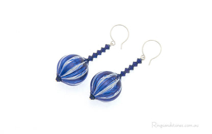 Murano glass blown glass earrings with Swarovski crystals